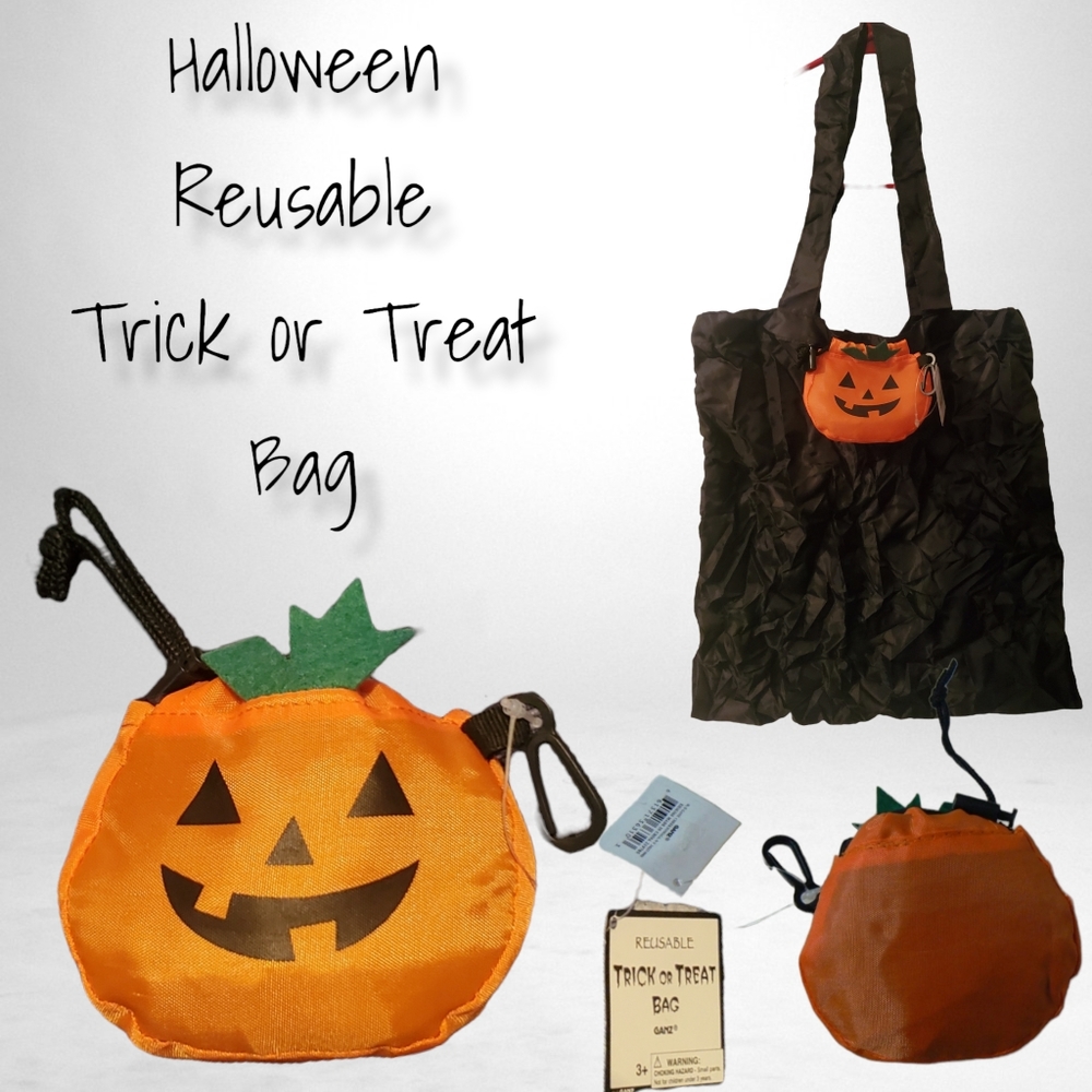 NWT GANZ REUSABLE TRICK OR TREAT PUMPKIN BAG
